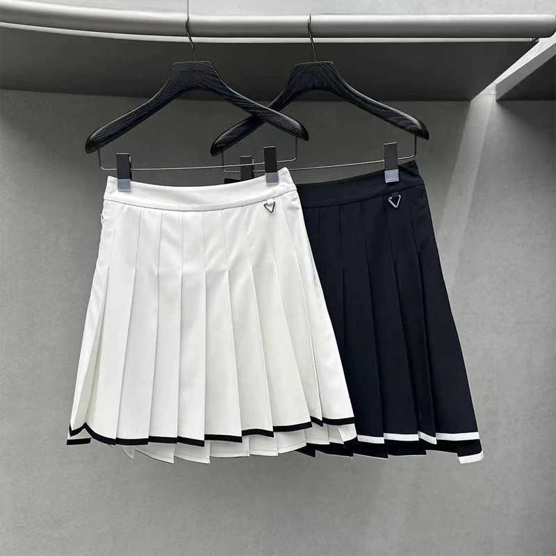 New Women Sport High Waist Pleated Skirt Casual White Short Skirt Sports Ladies  Clothes