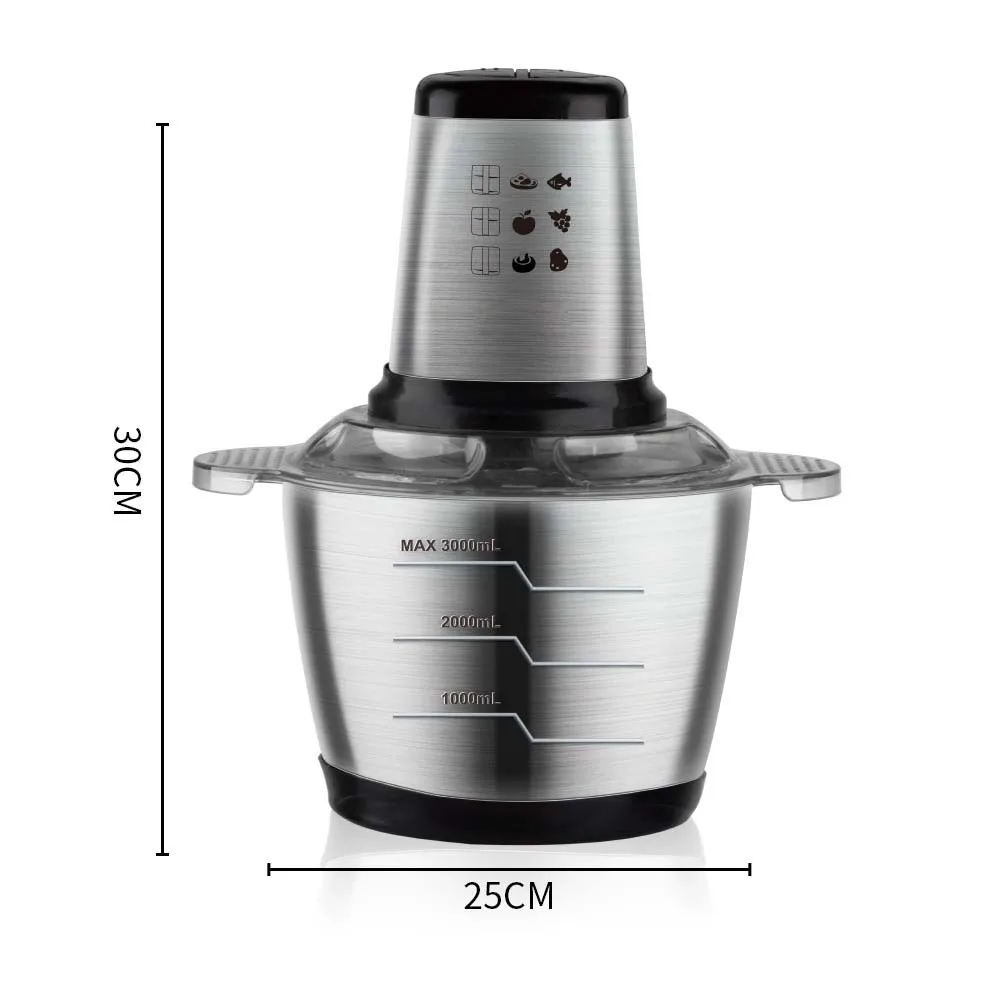 새로운 가정용 스테인리스 스틸 3L 분쇄기 전기 고기 다지기 주방 다지기 다기능 고기 분쇄기 및 슬라이서