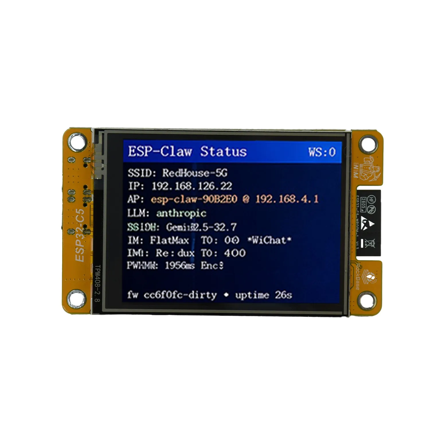 2.8" Touch LCD Display Screen ESP32-C5 Dual-Frequency WiFi Development Board Zigbee 3.0 Dual Type-C Interfaces Compatible AI