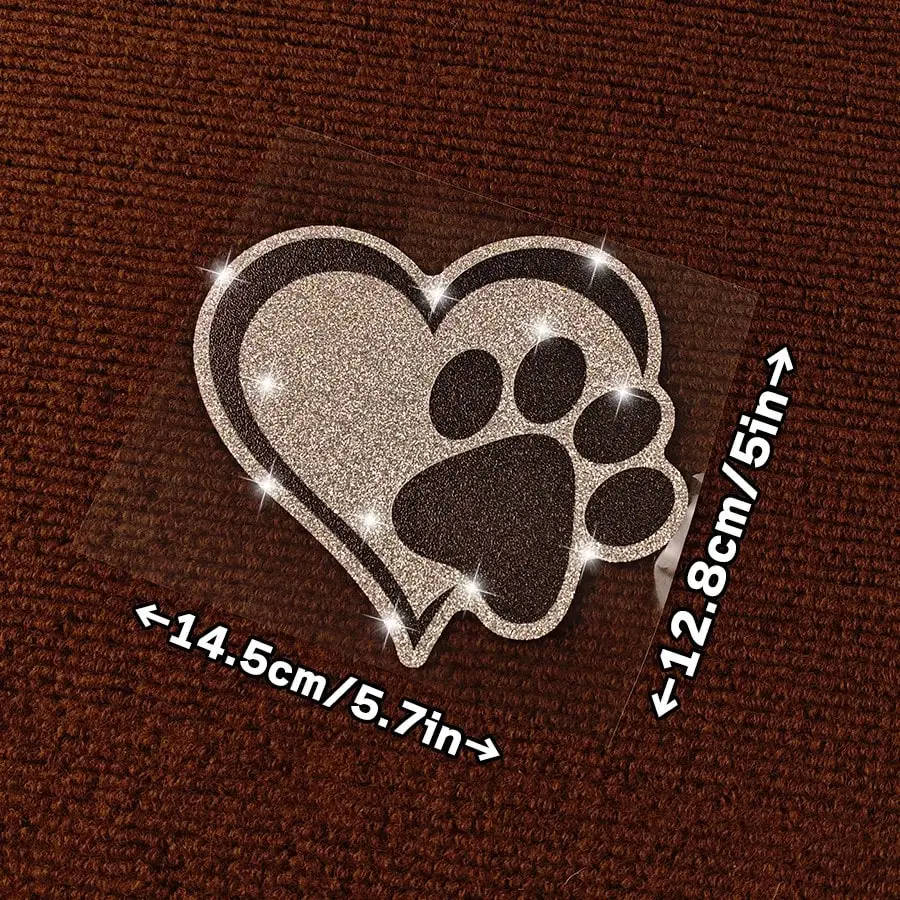 Sparkling Paw Heart Decal 1PC Waterproof Vinyl Sticker for Car Helmet Bottle Phone Case Luggage Pet Decor