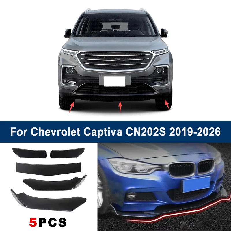 For Chevrolet Captiva CN202S 2019-2026 model, adjustable 5PCS front bumper lip spoiler protection decorative kit, car body kit