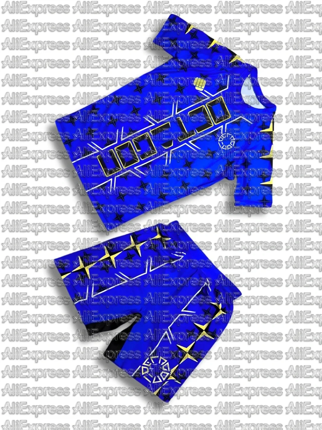 2026 Sommer-Trainings-Sportset: Personalisiertes Kurzarm-Boxset in Blau für Erwachsene und Kinder – Modisches Freizeit-Sportoutfit