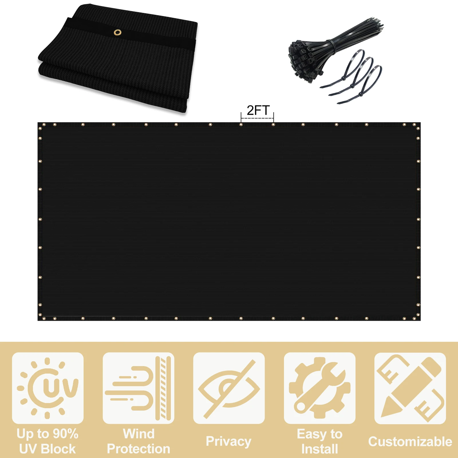 2025Outdoor Agricultural Woven Plastic Black Fence Cover Privacy Screen Shade Net