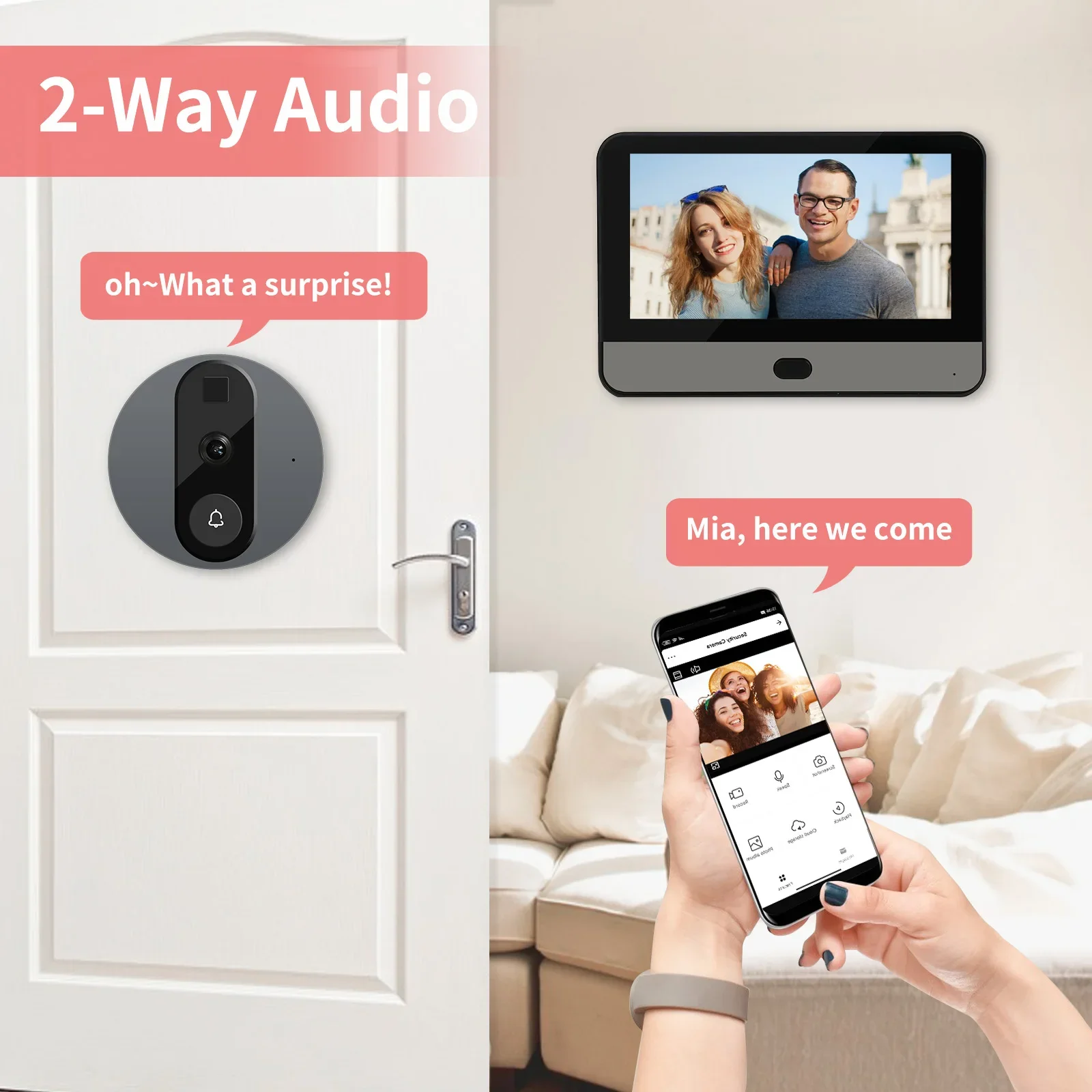 1080P Wifi Wireless Video Doorbell Camera Tuya Smart Home Apartment Wifi Visual Peephole Door Bell Tuya Video Intercom For Home