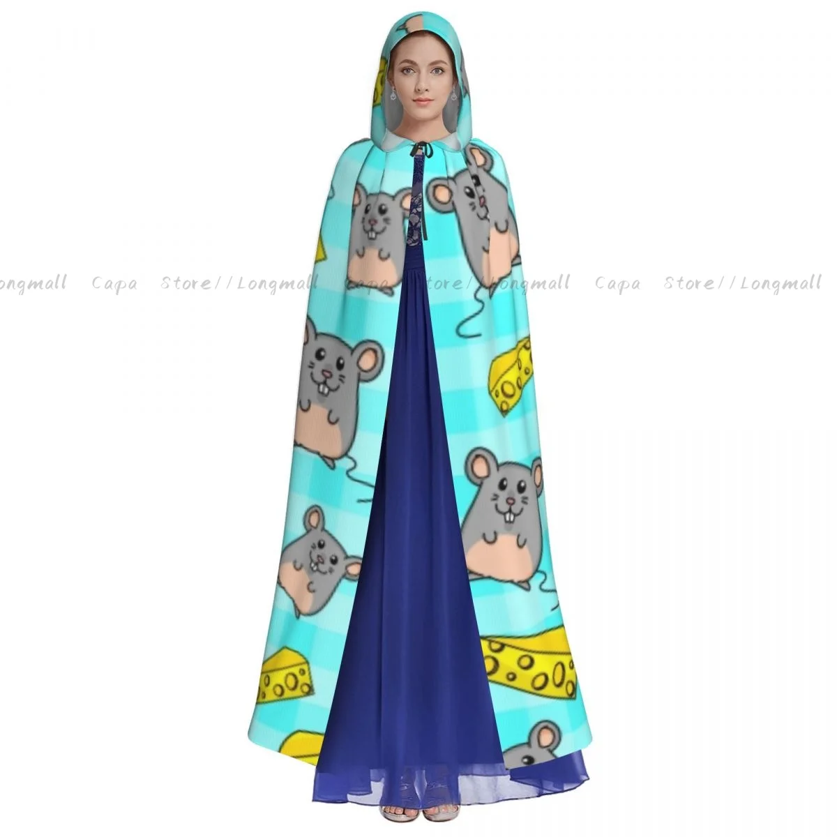 Cosplay Medieval Costumes Cute Mice And Cheese Hooded Cloak Capes Long Robes Jackets Coat Carnival