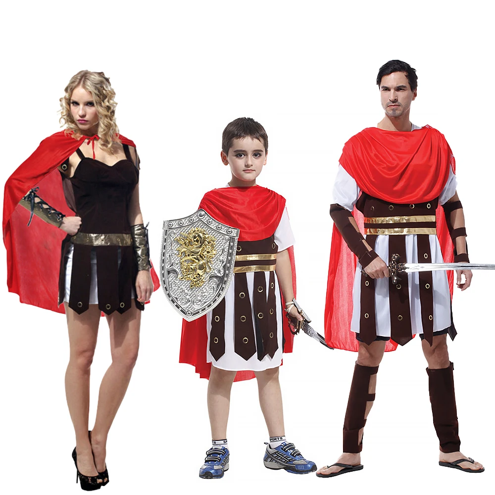 

Roman Warrior Costume Family Set Gladiator Parent-Child Halloween Outfits for Adults Kids Medieval Armor Cosplay Costume