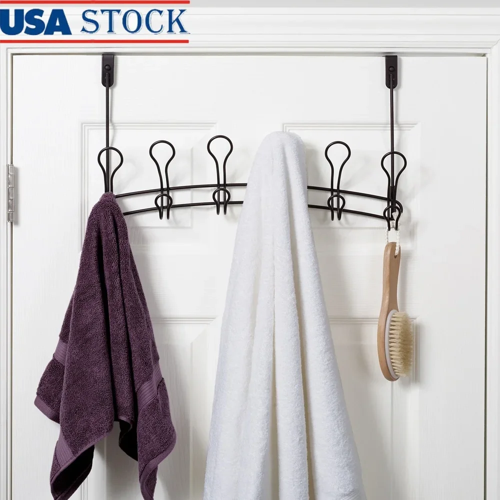 

Over-the-Door Hook Rack 6 Double Hooks No Drilling Storage Solution Towels Clothes Accessories Organizer