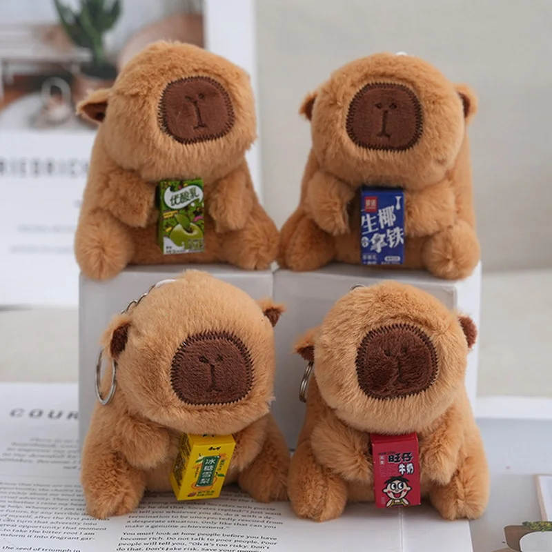 10cm bonito dos desenhos animados capivara pingente de brinquedo de pelúcia boneca saco pendurado ornamentos bonito kapila chaveiro boneca desktop carro pingente