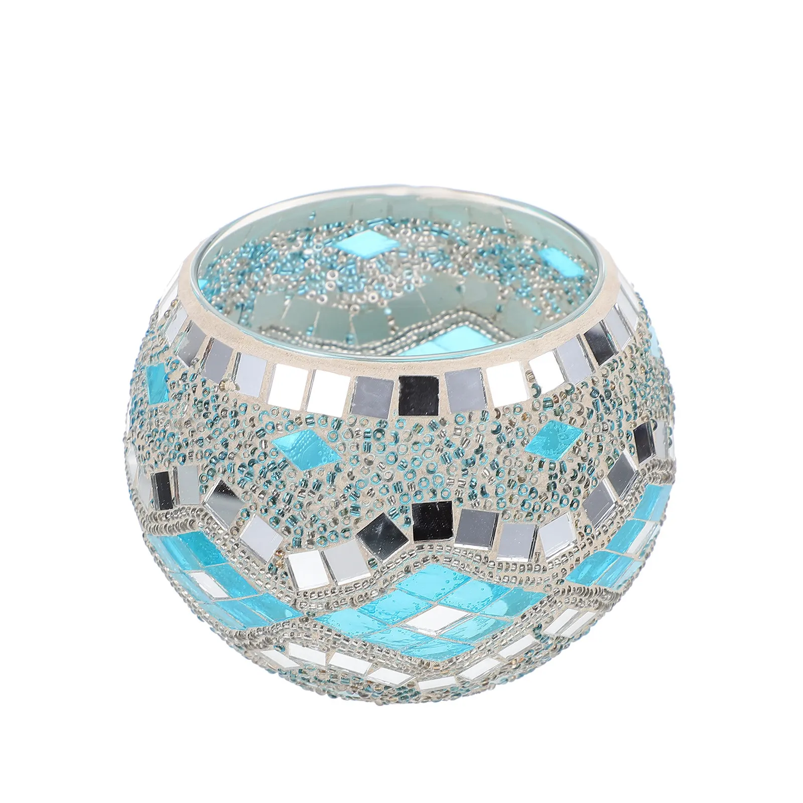 Creative Colored Glass Candleholder Nordic Mosaic Decorative Stand for Bedroom Living Room Office Artistic Glass