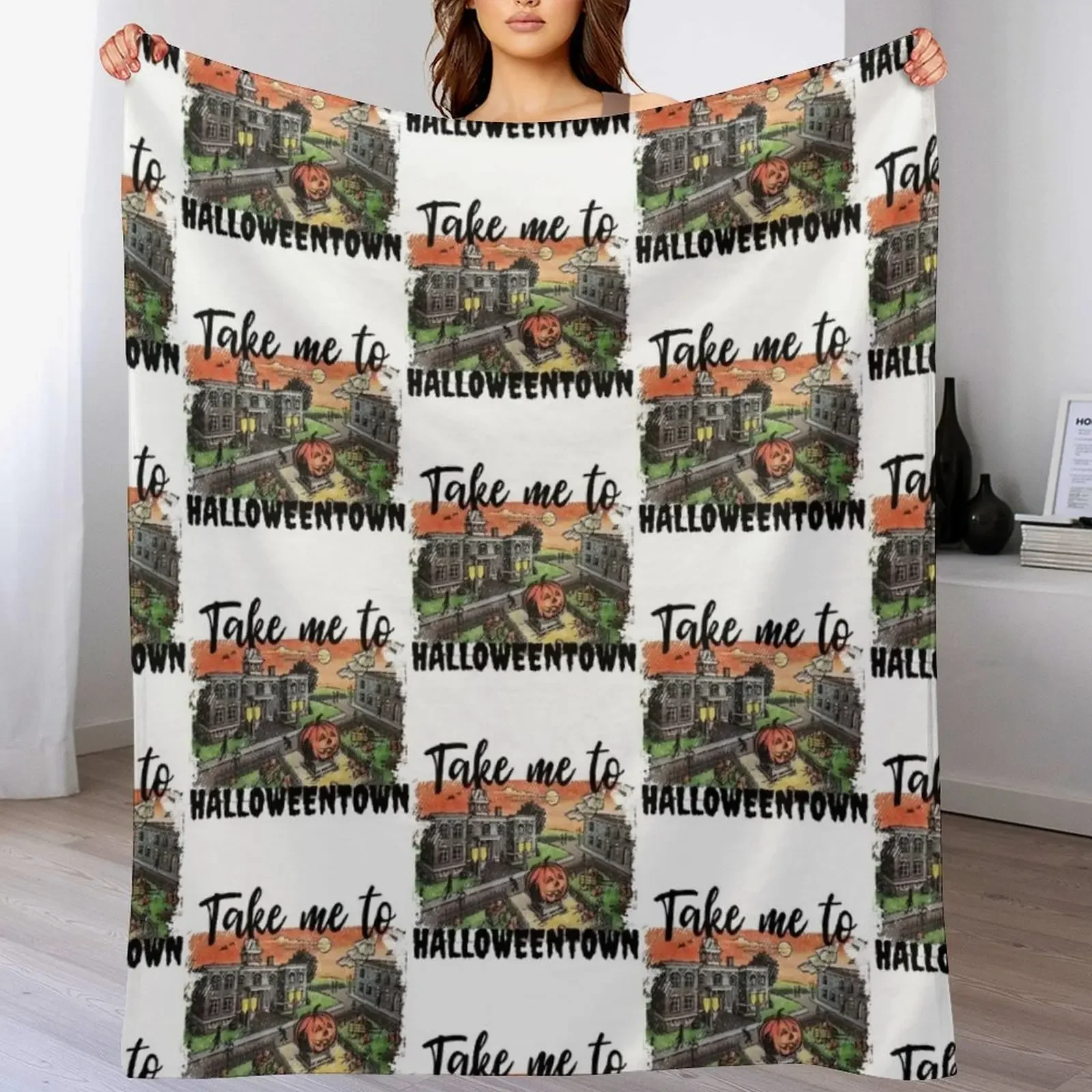 

Take Me To Halloweentown Halloween Friends Hubie Happy Witches And Chill Funny Nurse Dachshund Hallo Throw Blanket