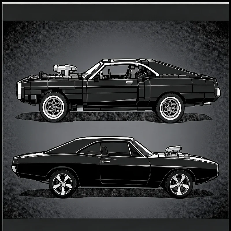 1077Pcs technology Car dodge Charger racing building block model Movie Fast and Furious Famous car brick boy toy gift view 4