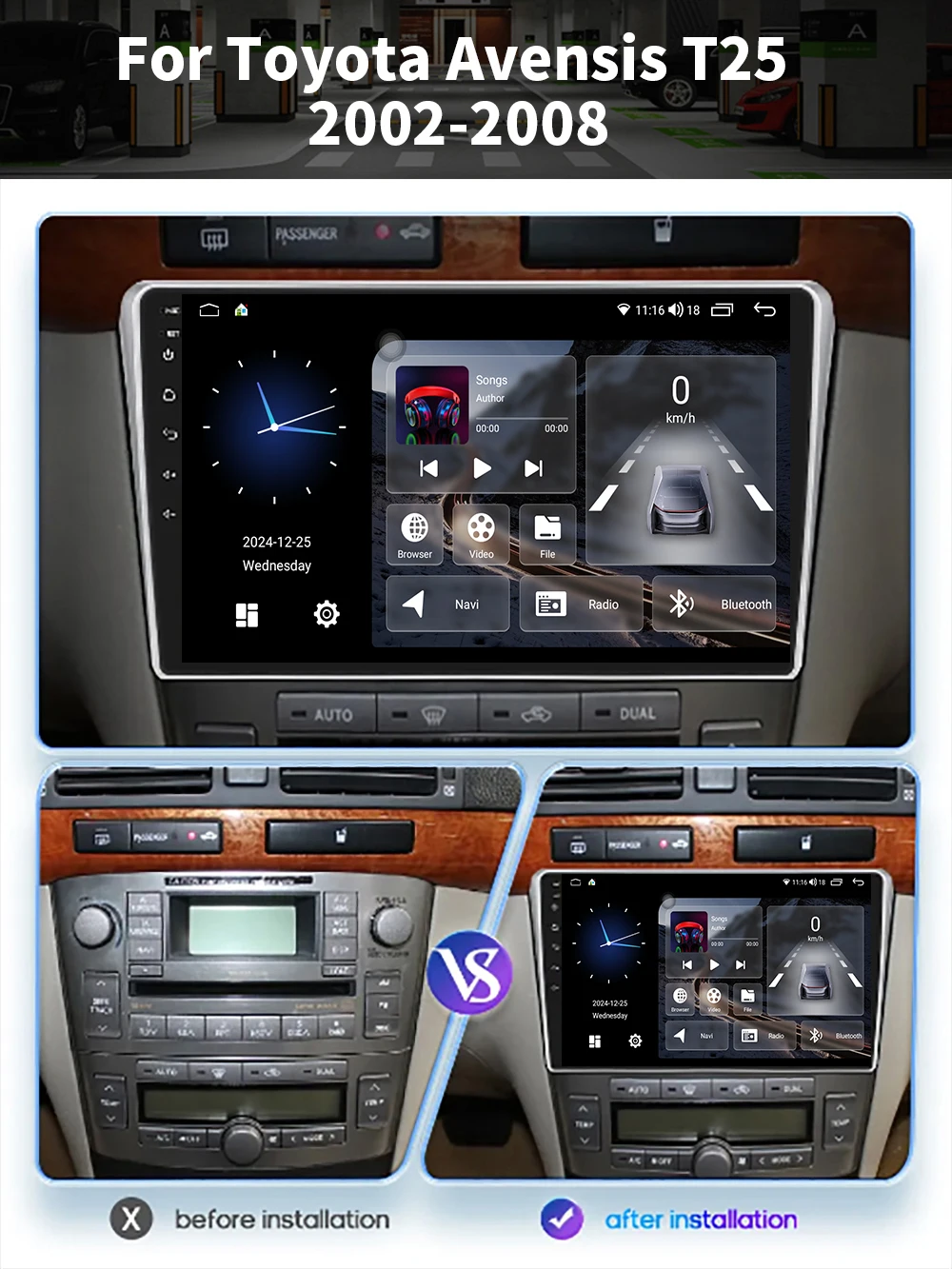 5G Car Radio For Toyota Avensis T25 2 II 2002 - 2008 Android15 Autoradio Multimedia Player Stereo Wireless Carplay NavigationGPS view 2