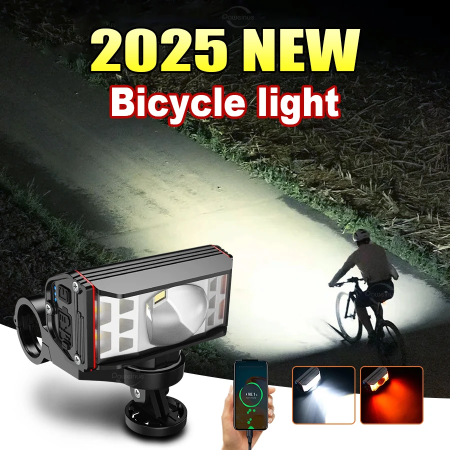 

LED Bike Handlebar Flashlight 4 Modes Type-C Rechargeable Bicycle Front Light Waterproof MTB Road Bike Headlight Easy to Install