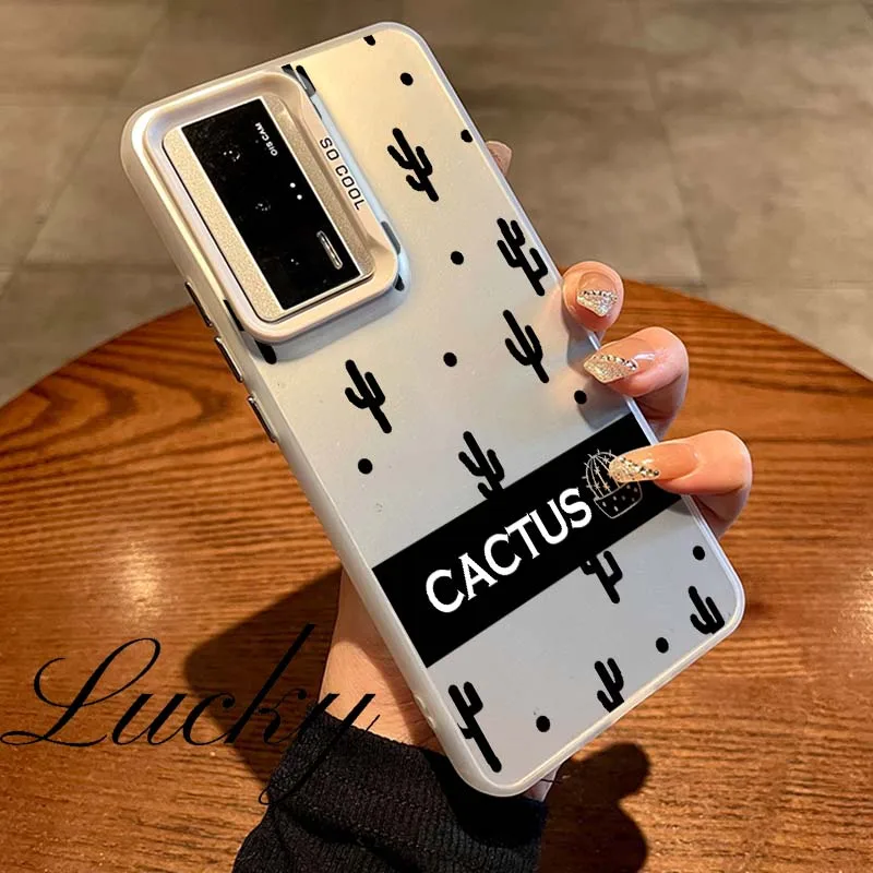 Creative Cactus Art Cover For Xiaomi Redmi 14R 14C 13C 13 12 12C 11A 10C 10A 9T 9C 9 8 8A A3 Colored Silver Phone Case