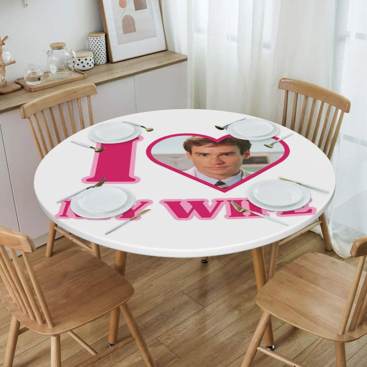 I Love James Wilson House MD Waterproof Round Tablecloth Oilproof Table Cloth for Kitchen Events Dining Table Cover