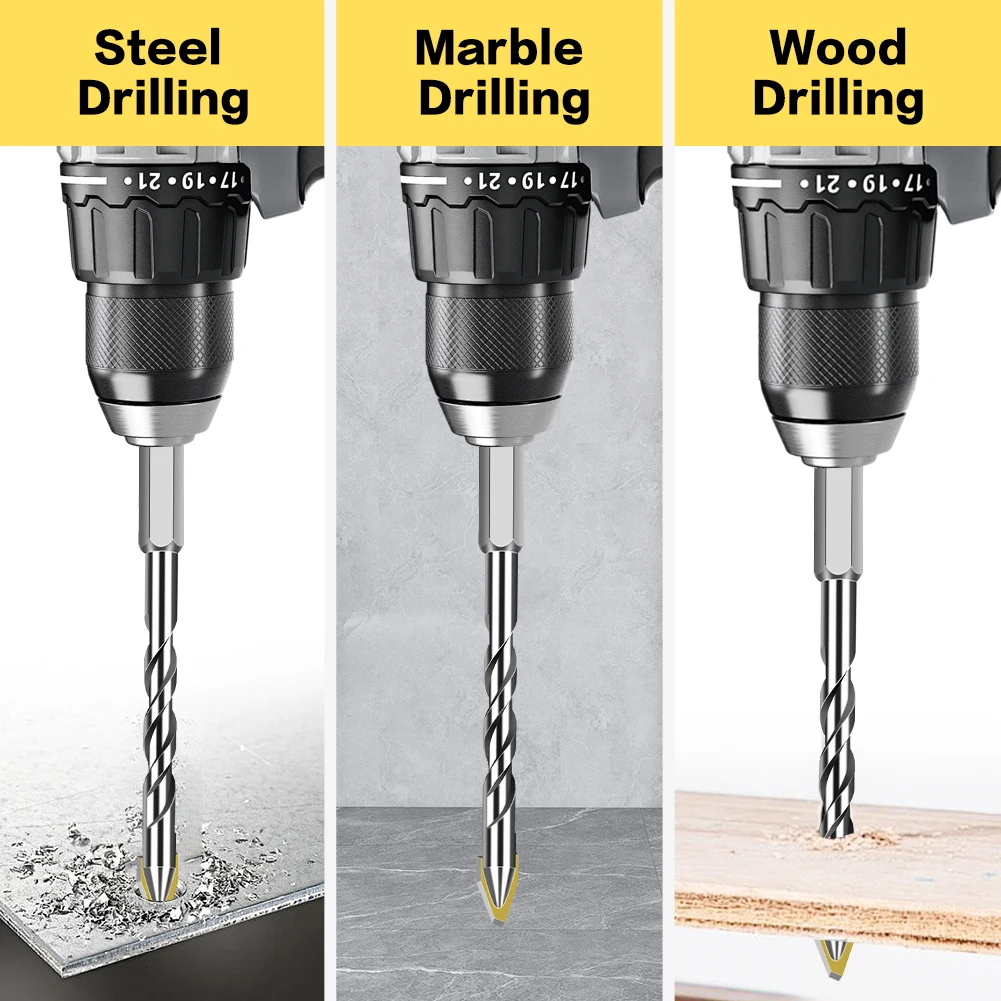 Multifunctional Drill Bits Hex Shank Carbide Drill Bit Set for Ceramic Concrete Marble Glass Woodworking Drilling Tools