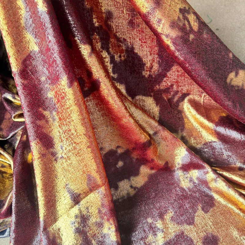 1yard Irregular Gold-Stamped Velvet Fabric Bronzing Two-Tone for Stage Clothes Shirt European American Fashion Dress DIY Sewing