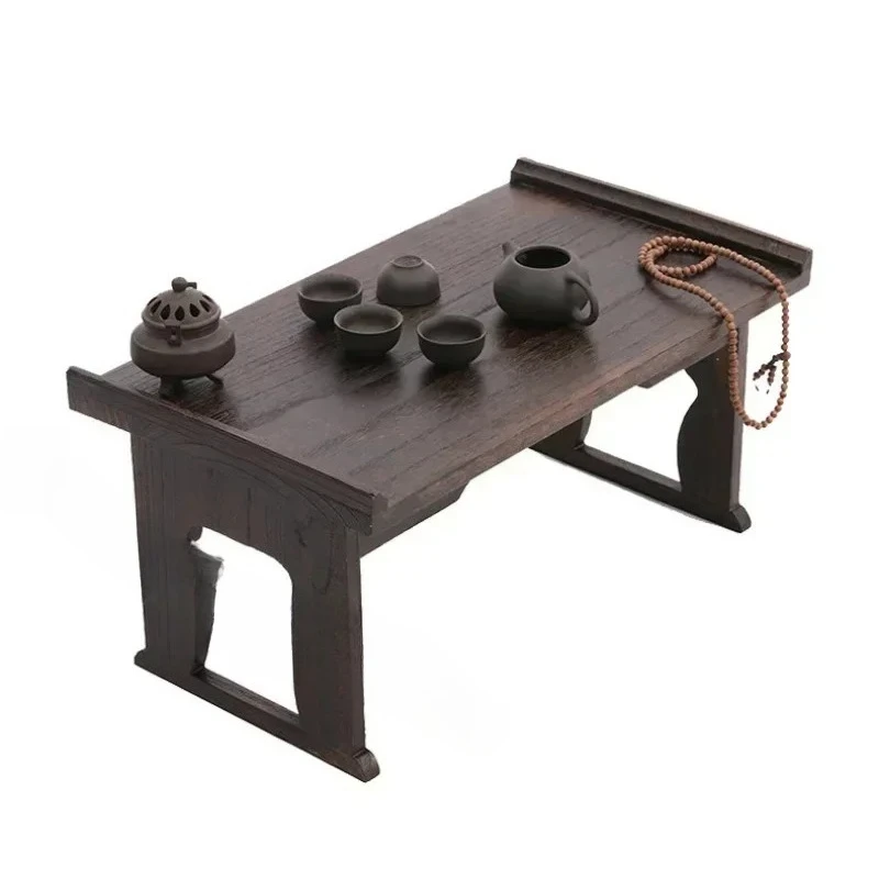 

Antique Foldable Chinese Low Tea Table Gongfu Tea Desk Japanese Style Bay Window Wooden Side Table for Living Room Decor