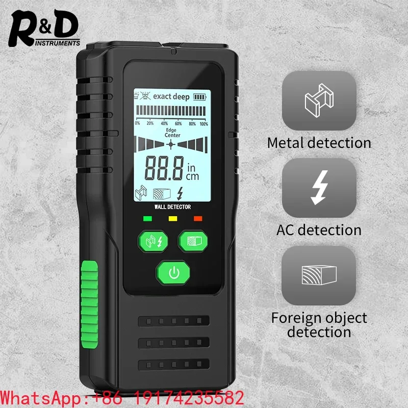 R&D New QT160 Stud Finder Wall Scanner Cable Wires Depth Tracker Metal Detector Electronic Backlit Black AC Wood Finder Mainland