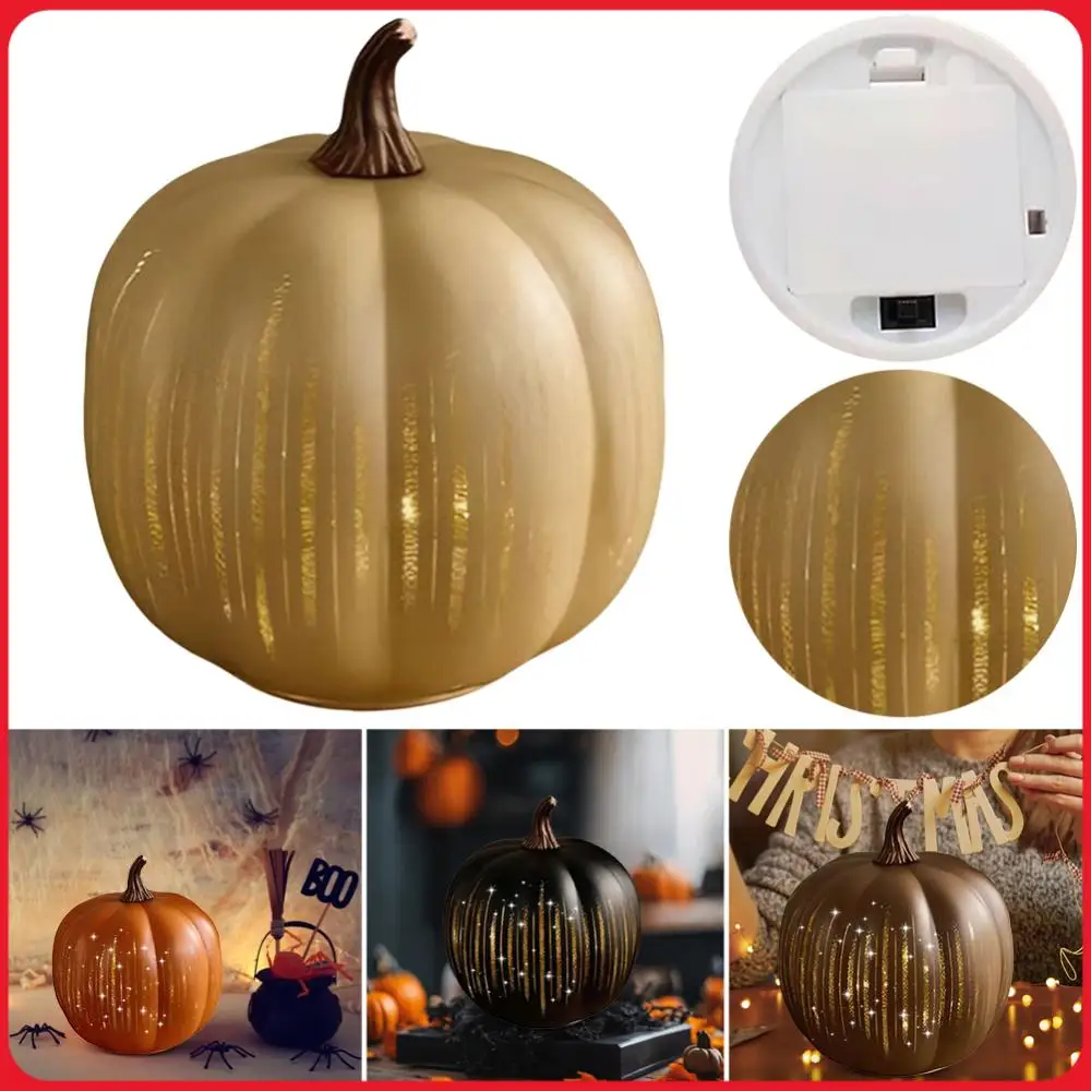 Starry Night Pumpkins Twinkle LED Light Pumpkins Glass Halloween Pumpkin Lamp Light for Home Bedroom Bathroom Hallway