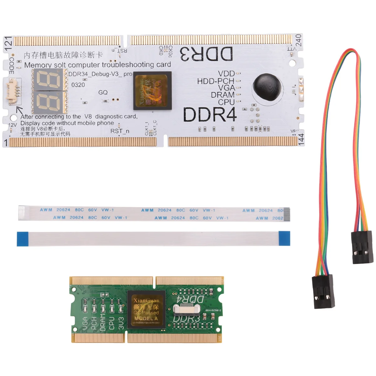 Ranura de memoria de la placa base del ordenador portátil/de escritorio, Analizador de diagnóstico DDR3/DDR4, tarjeta de prueba, Notebook para reparación DDR3/4