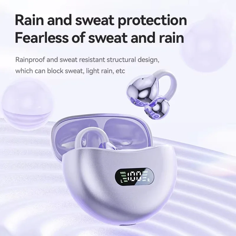 Open Ear Clip Earbuds ENC Wireless Bluetooth5.4 Headphone Noise Cancelling Earphone With Mic For Android iOS 2026