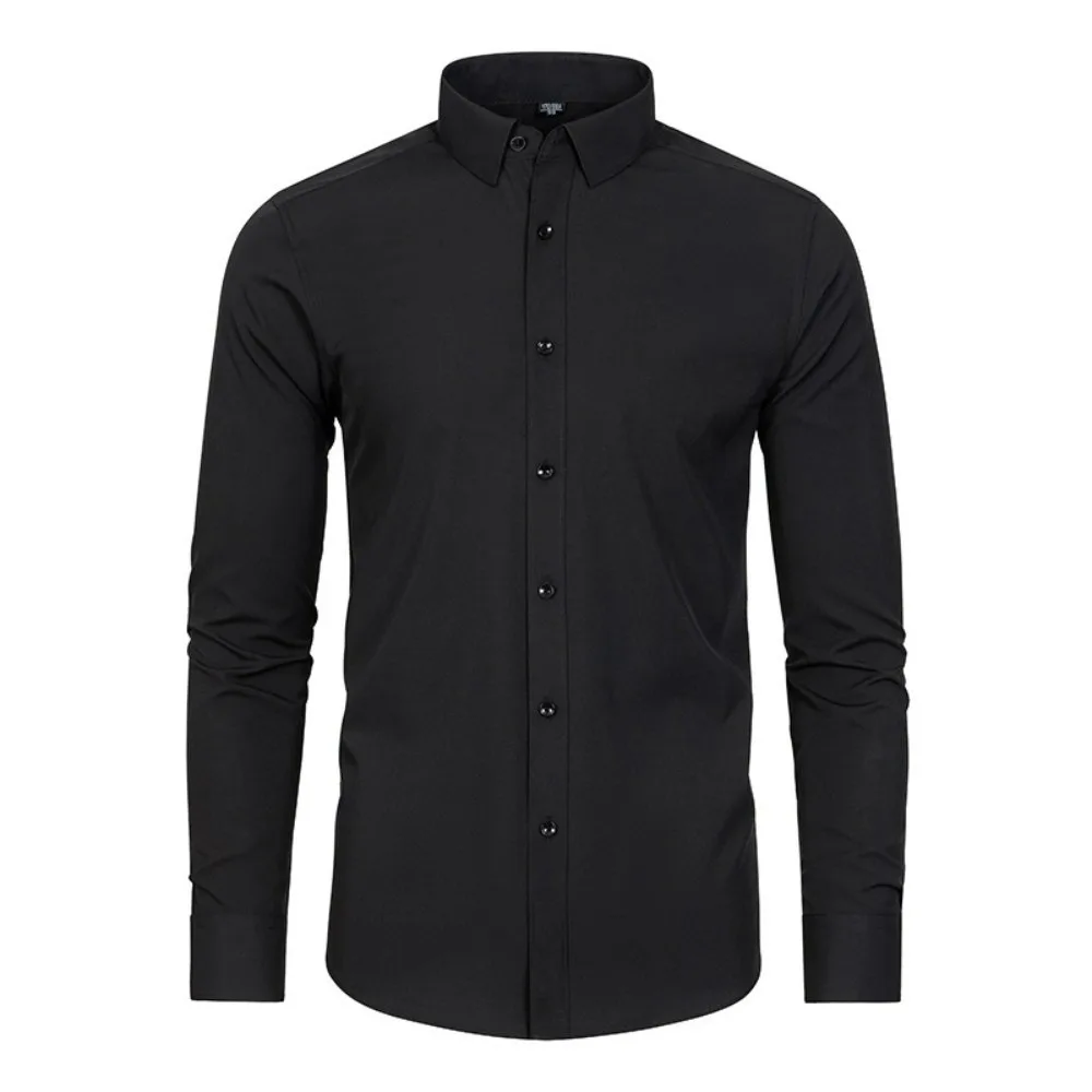 

Plus Size Men's Elastic Shirt Non-iron Anti-wrinkle Slim Fit Long Sleeve Breathable High Elasticity