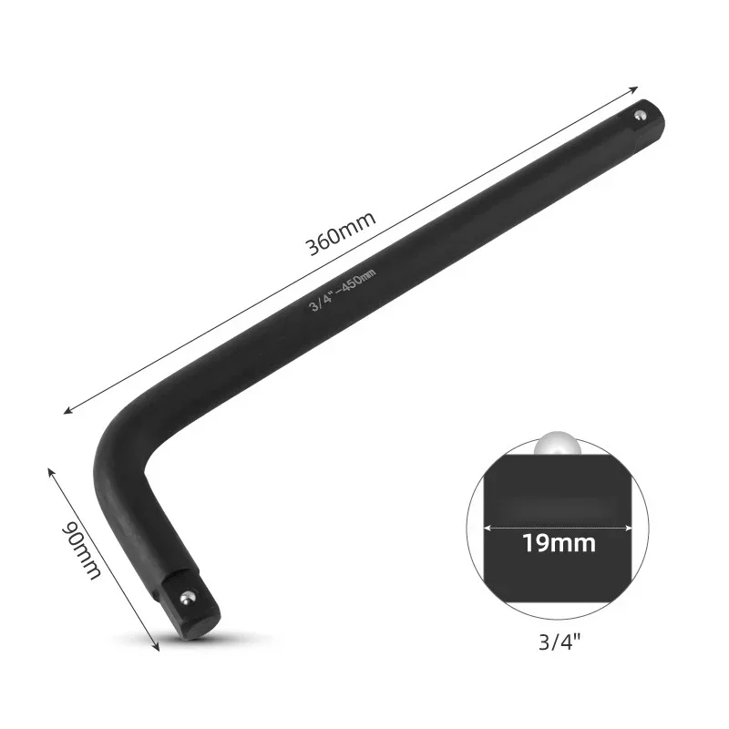 34inch Heavy Duty L Shaped Socket Wrench Bar Extension Rod with Dual Function Ends and Resistant Blackened Finish
