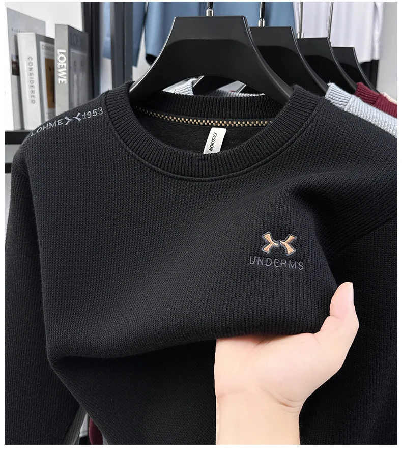 

Весенне-осенняя однотонная толстовка с капюшоном, мужская модная повседневная футболка с круглым вырезом и длинным рукавом, тонкая хлопковая рубашка с верхом и низом, мужская футболка