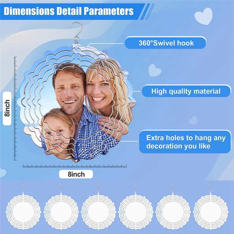 6 قطعة 8In التسامي الرياح سبينر الفراغات ، سبينر تعليق تقليم التسامي الرياح سبينر لساحات وحديقة مستديرة