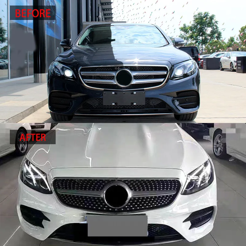 

Glossy Black Radiator Grilles For 2016-2019 Mercedes Benz E W213 Racing Grilles Bumpers Body Kit Hood Gloss Black Car Accessorie