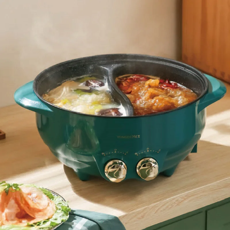 

6L Home Large Capacity Electric Hot Pot Mandarin Duck Pot Multi-functional Electric Cooking Pot Non-stick Electric Frying Pan