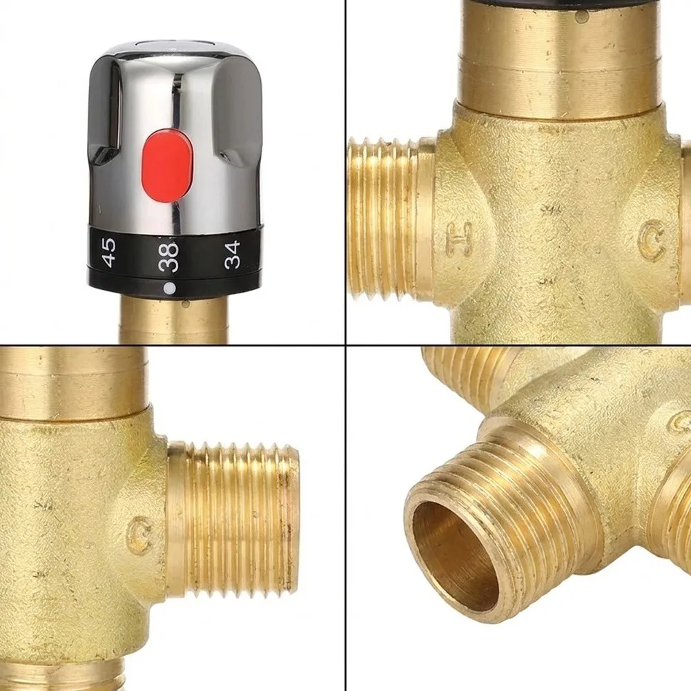 Bathroom Hot Water Mixing Valve Stable Temperature Control Shower Fitting 1/2Inch G Connector Leakproof Shower Room Adjustment
