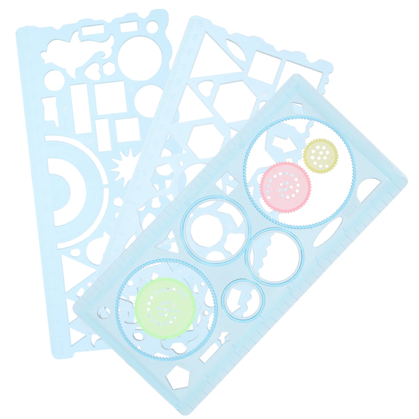 

1 Set Multi-Functional Geometry Drawing Stencils Rulers Kit Plastic Templates For Students School Office Lightweight Measuring