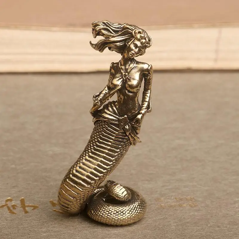 1Pc Brass Medusa Snaker Tea Pet Figurines Desk Decoration Home Decor Accessories for Living Room