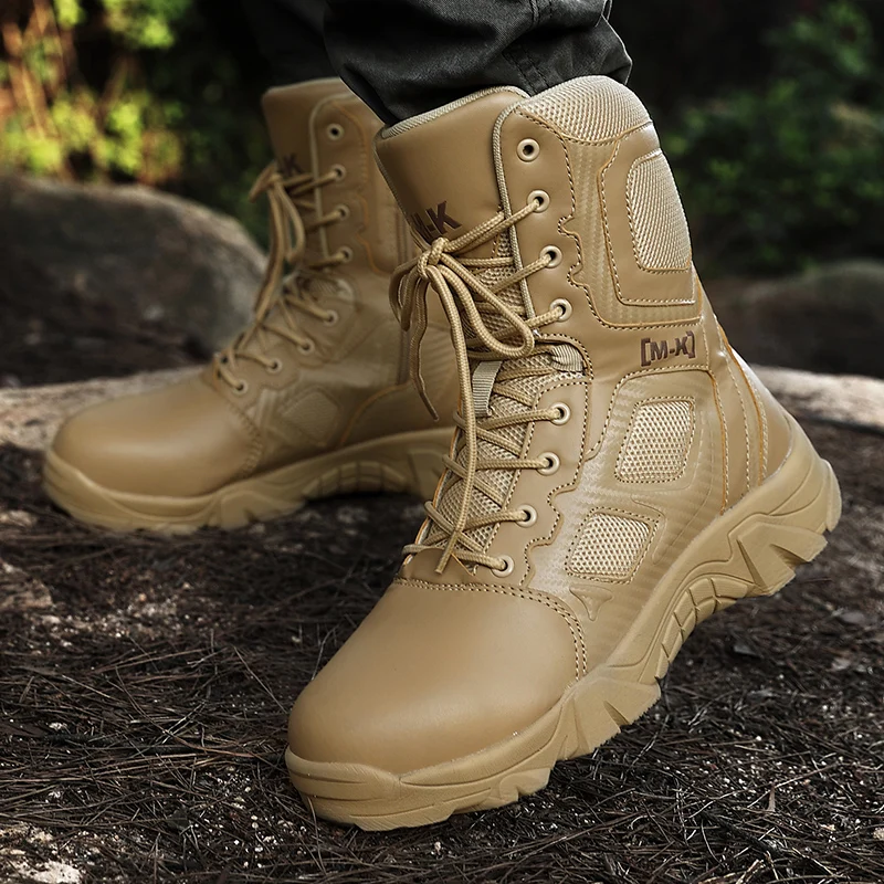 Men's Work Safety Shoes Steel Head Indestructible Work Boots Men Military Combat Boots Anti-Smashing Puncture-proof Safety Boots