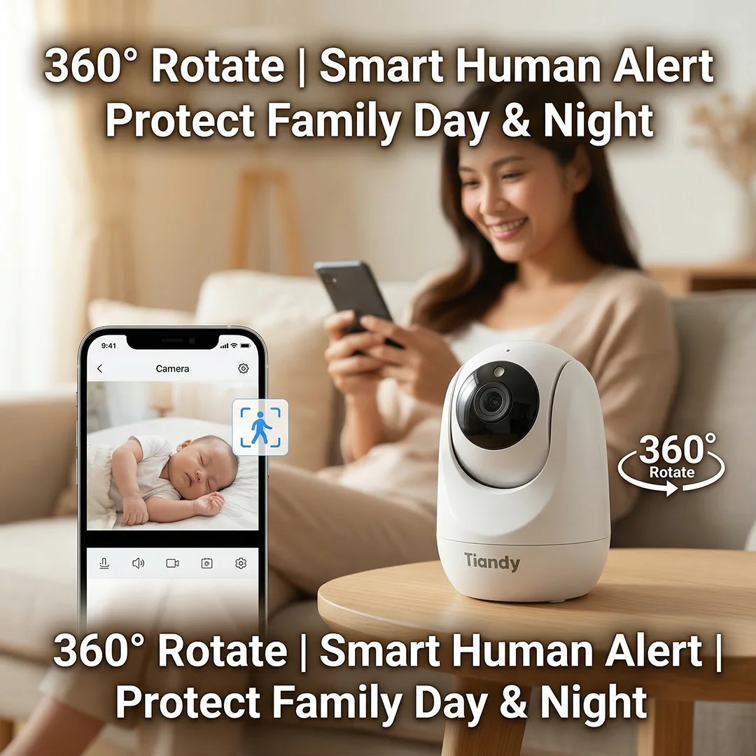 Tiandy H652N 4MP WiFi IP Camera 360° PTZ Home Security Camera Two Way Audio Motion Sound Detection Support 256g SD Card Tiandy view 4