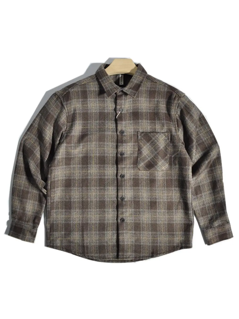 

Retro American Hong Kong Sle Artistic Warm Woolen Plaid irt Loose Casual Autumn Winter Floing Coat Outerwear for Youth