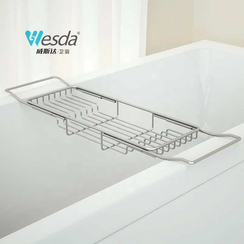 

WESDA расширяемый поднос для ванны из нержавеющей стали, современный отель, ванная комната, поднос для ванны, стол для хранения, держатель для полки, оптовая продажа