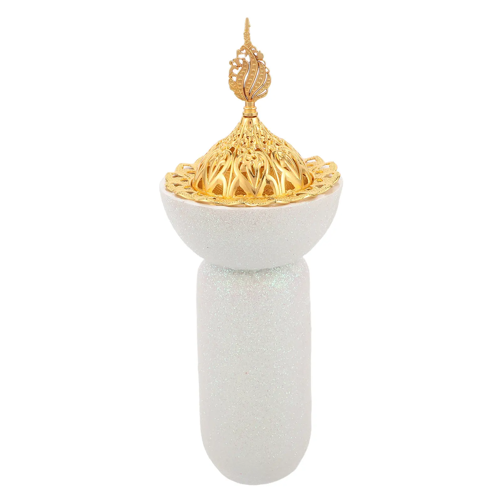 Frankincense Resin Incense Burner White Sequin Handle Decorative Bakhoor Holder Meditation Yoga Spa Aromatherapy Office Home