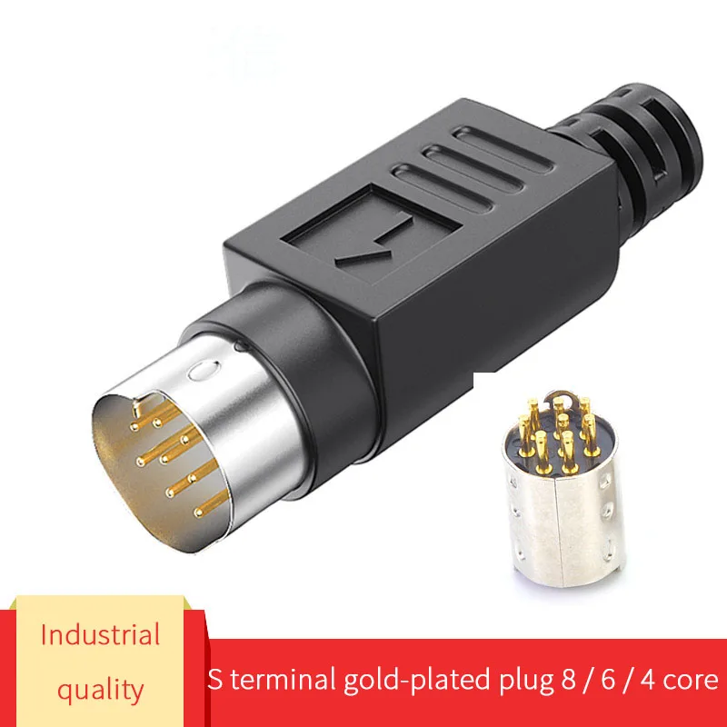 4pcs 8-Pin Din Connector Male Connector Mini Plug Socket Connector for Keyboard and Mouse Plug Black