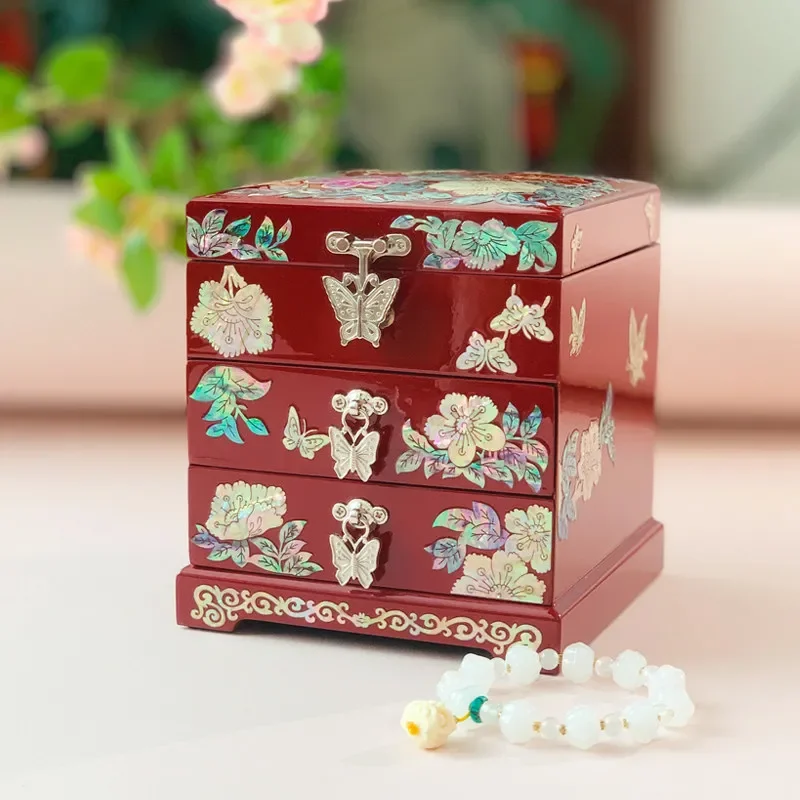 Limited Offer Lacquer Jewelry Box Wooden Handmade Jewelry Storage Box High-end Chinese Jewelry Box