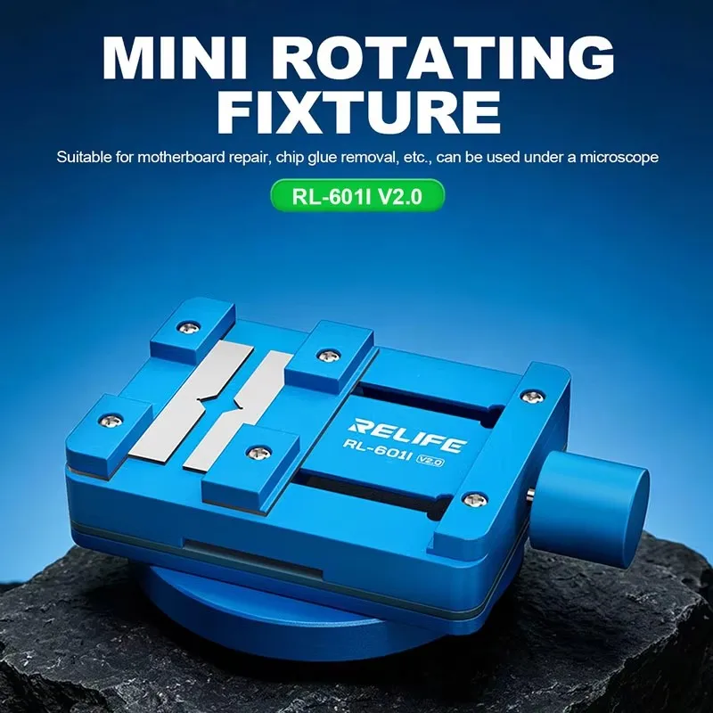 RELIFE RL-601I V2.0 360° Rotating PCB Holder Aluminum Alloy Mini Clamp Fixture for Chip Soldering Disassembly Under Microscope