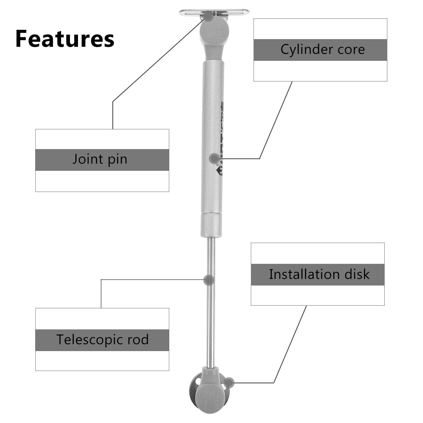 

2 pcs Hydraulic Gas Springs Pressure Support Rods Telescopic Stay Lid Buffer Closure Furniture Hinges