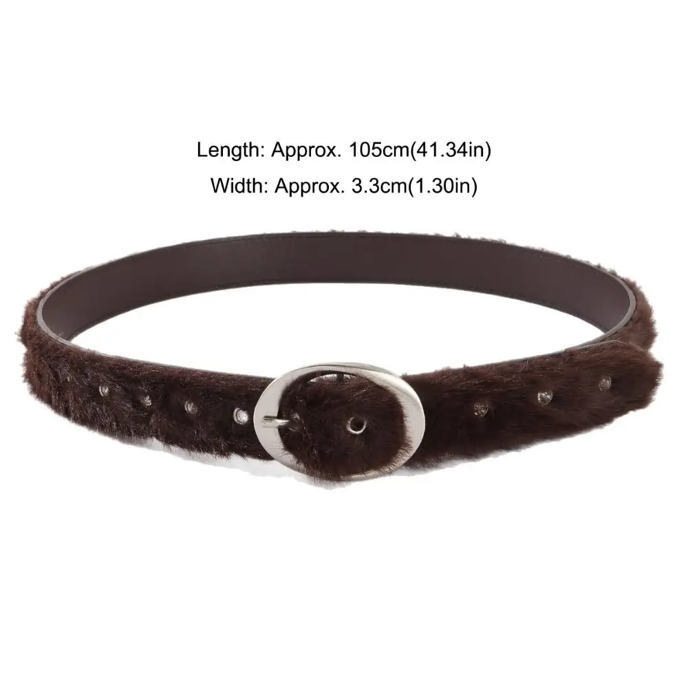 Vintage Trendy Design Faux Fur Belts Luxury Y2K Imitation Rabbit Fur Belt Punk All-match Furry Belt Women Fashion