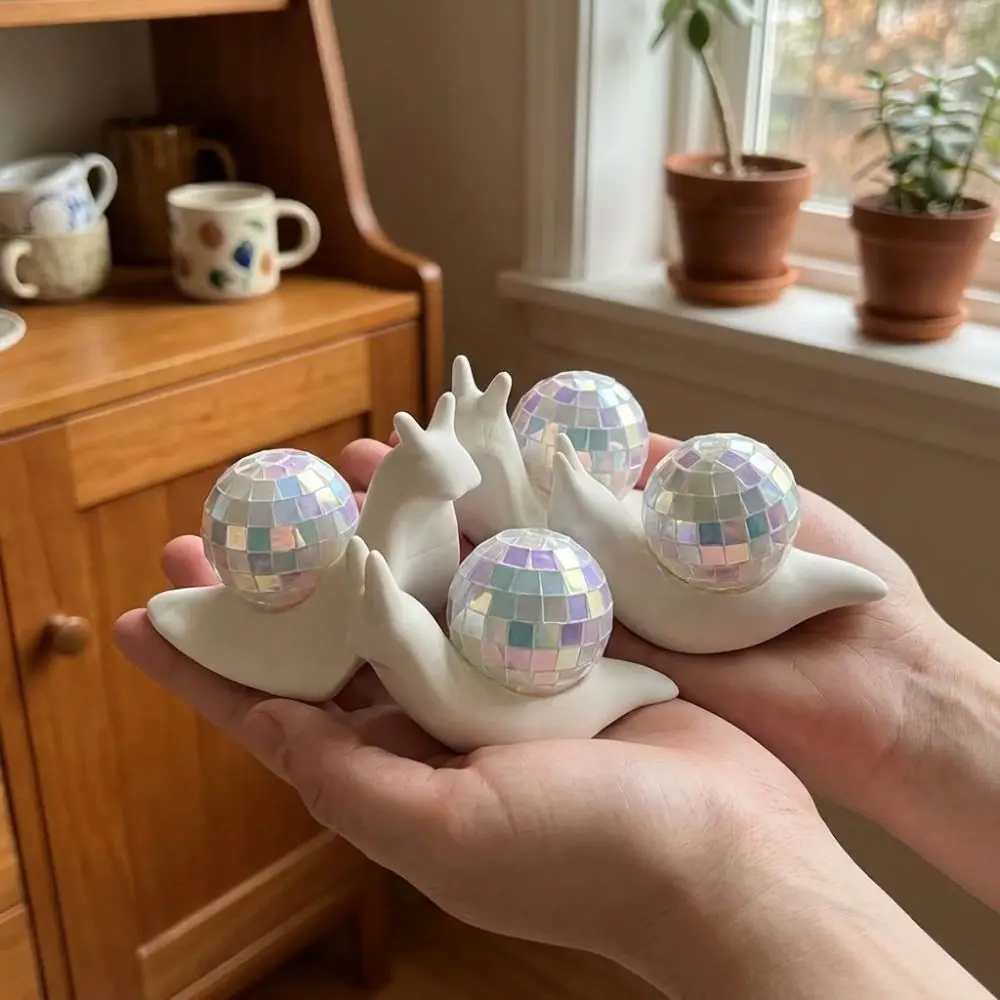 Miniature Snail Disco Ball Sun Catcher Animal Figurines Snail Sculpture Snail-Shaped Sunshine Catcher Abstract Retro Style
