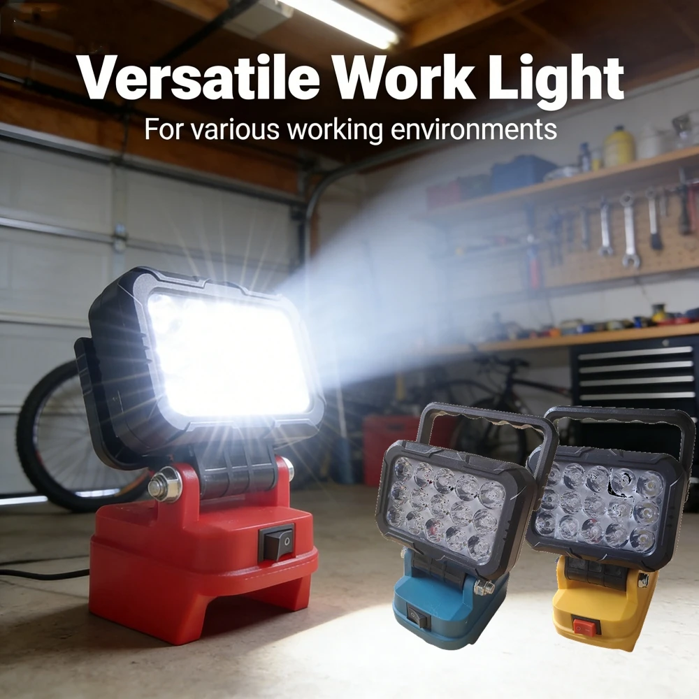 LED Working Light Spotlight Portable Lamp Hand Lantern for Makita Dewalt Milwaukee 18V Li-ion Battery Accessory  Work Lamp Light