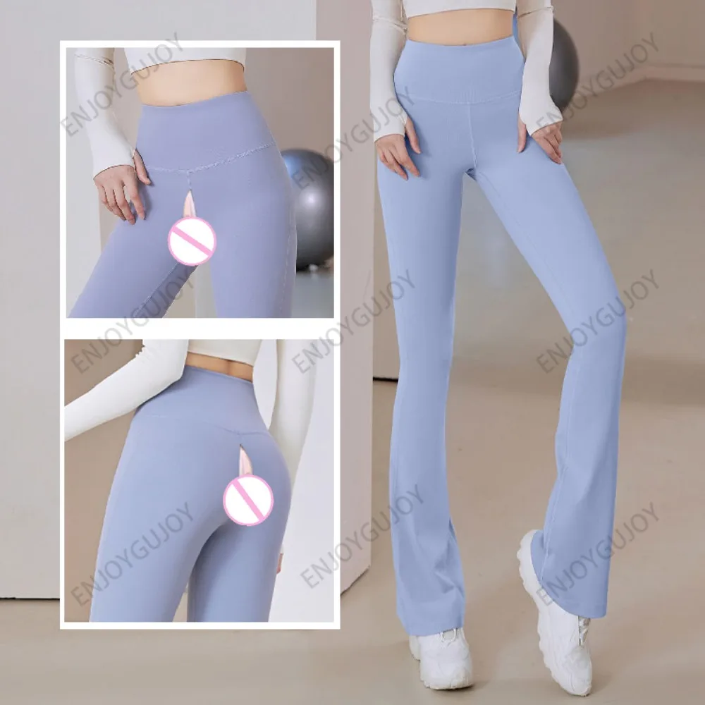 Yoga Flared Pants for Women, Invisible Open Crotch, Outdoor Sex Fitness, Tight Fitting Hip Lifting, Quick Drying, High Waist, Sl