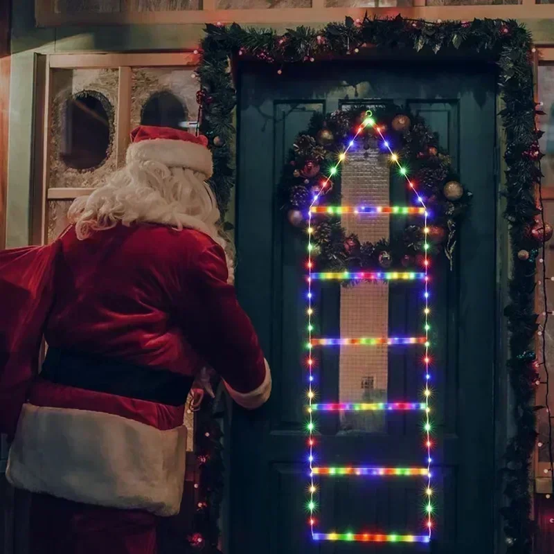 Christmas Decorations LED Ladder Lights with Climbing Santa Claus, Christmas Decor Light for Home Holiday Wall Window Xmas Decor