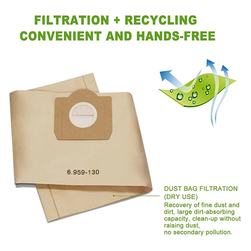 A283X ~ 16 bolsas de polvo para bolsas de filtro 6,959-130,0 para piezas de aspiradora de bolsas de papel A2201 WD3